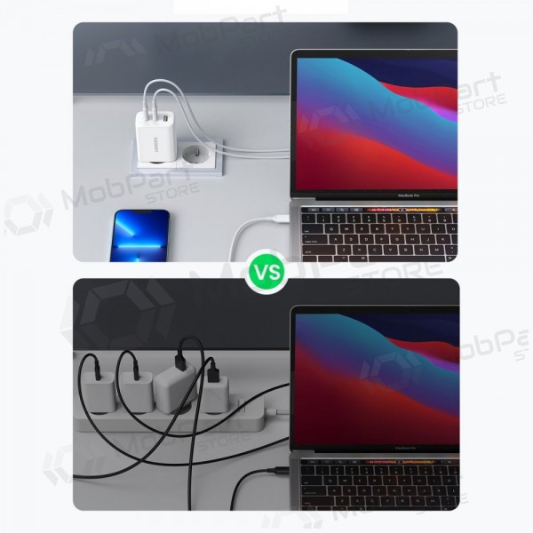 Charger buitinis Ugreen CD275 2xUSB-C/USB-A 65W white