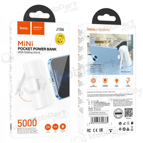 Portable charger / power bank Power Bank Hoco J106 Lightning 5000mAh white
