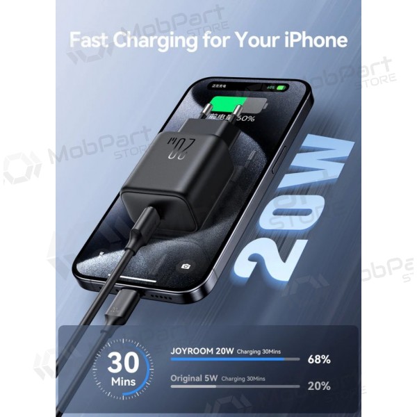 Charger Joyroom JR-TCF20 USB-C PD20W + USB-C to Lightning cable 1.0m white