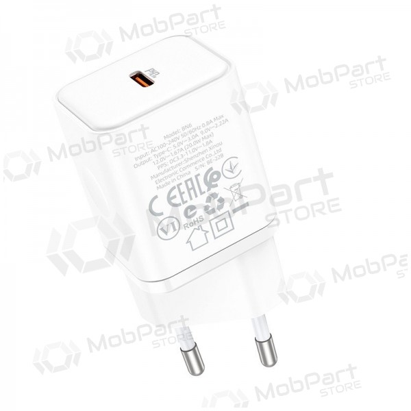 Charger buitinis Borofone BN6 Type-C PD+QC3.0 20W, white