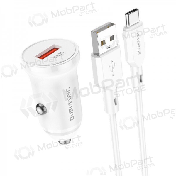 Charger automobilinis Borofone BZ18 Quick Charge 3.0 18W + Type-C (white)