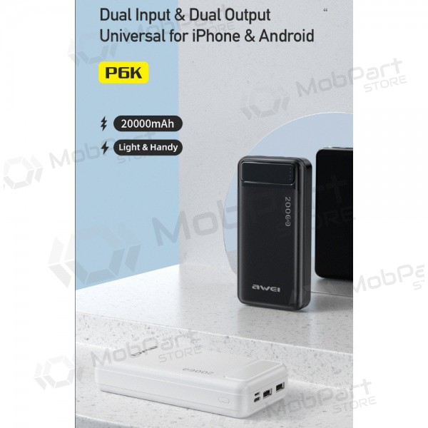 Portable charger / power bank Power Bank Awei P6K 5V/2.1A 20000mAh black