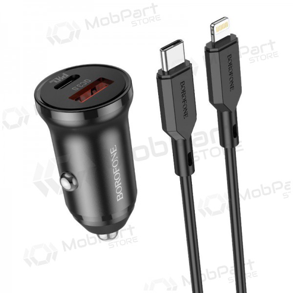 Charger automobilinis Borofone BZ18A USB-A/Type-C PD20W+QC3.0 + Lightning (black)