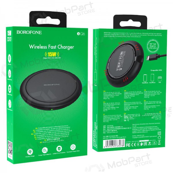 Charger wireless Borofone BQ6 QC3.0 (15W) (black)