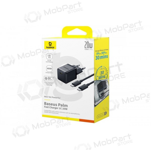 Charger Baseus Palm 20W USB-C + USB-C to USB-C cable 1.0m black P10111602113-01