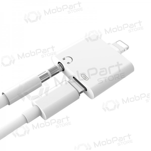 Adapter ADP15 iš Lightning į Lightning + 3,5mm (white)