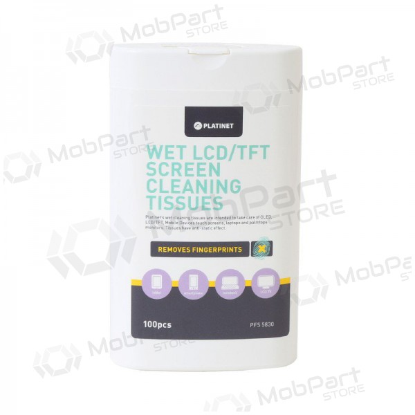 Wet wipes PLATINET for LCD / TFT screens PLATINET 11x9,4cm (100pcs)