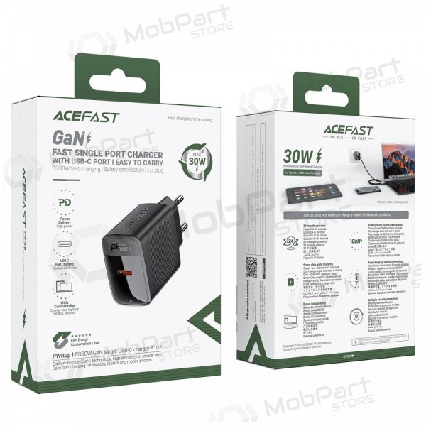 Charger Acefast A98 30W GaN USB-C/USB-A black
