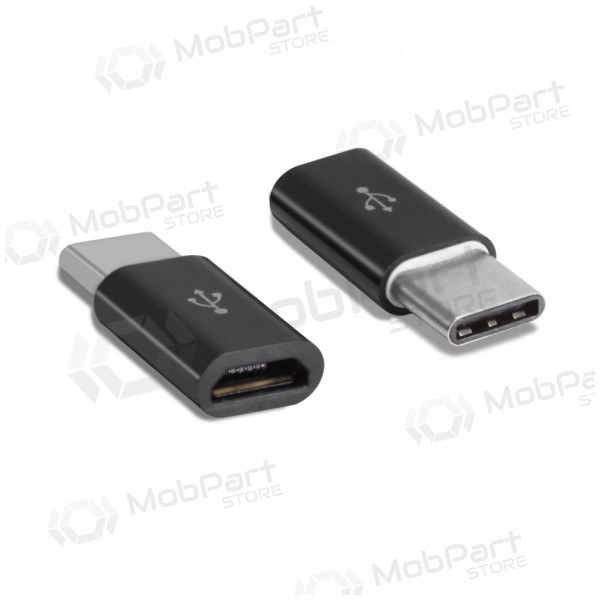 Adapter iš microUSB į Type-C (black)