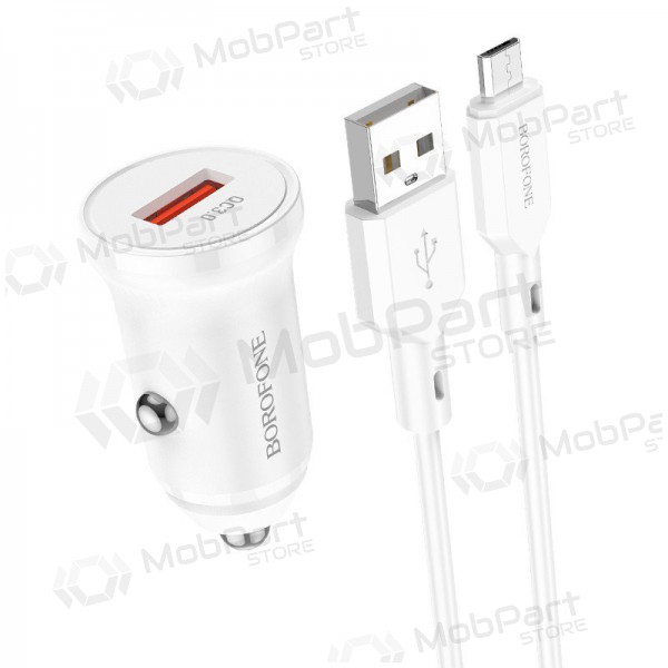 Charger automobilinis Borofone BZ18 Quick Charge 3.0 18W + MicroUSB (white)