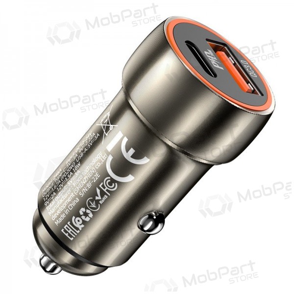 Charger automobilinis Hoco Z46A USB-A/Type-C PD20W+QC3.0 grey