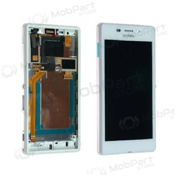 Sony Xperia M2 D2303 / M2 D2305 / M2 Aqua D2403 screen (white) (with frame) (service pack) (original)