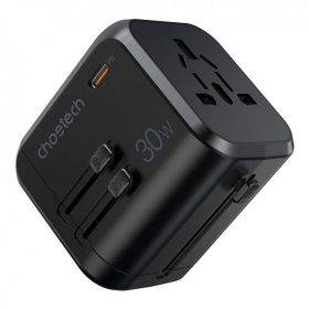Universal kelioninis charger Choetech PD5008 30W USB-C/3xUSB-A black
