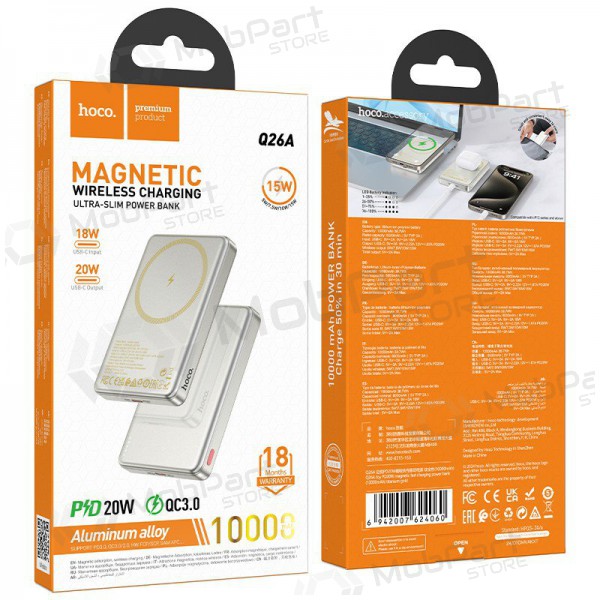 Portable charger / power bank Power Bank Hoco Q26A PD20W Magnetic 10000mAh gold