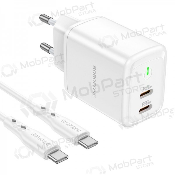 Charger buitinis Borofone BN9 2xType-C 35W + Type-C white
