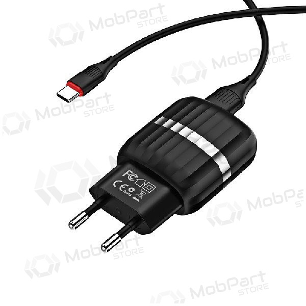 Charger BOROFONE BA24A Vigour Dual USB + Type-C cable (5V 2.4A) (black)