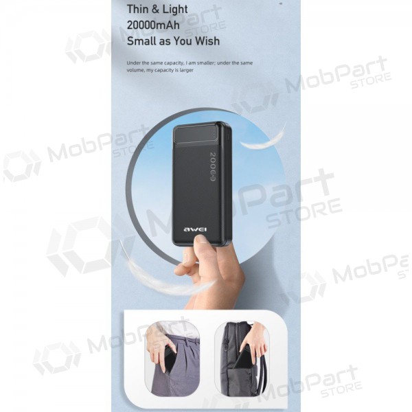 Portable charger / power bank Power Bank Awei P6K 5V/2.1A 20000mAh black