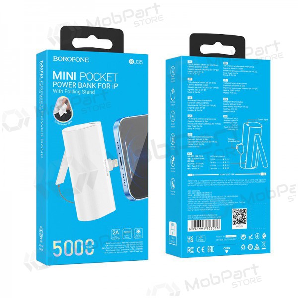 Portable charger / power bank Power Bank Borofone BJ35 Lightning 5000mAh white