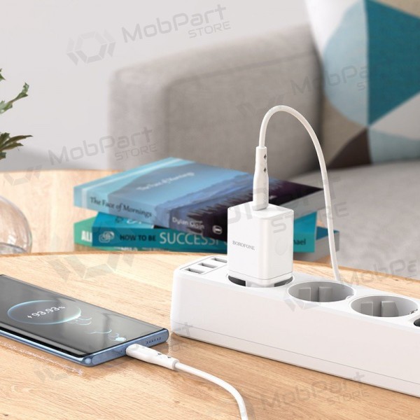 Charger buitinis Borofone BN6 Type-C PD+QC3.0 20W, white