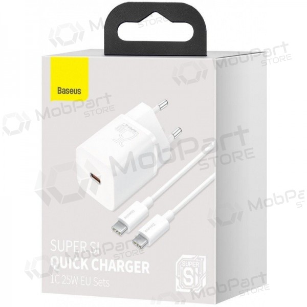 Charger buitinis Baseus Super Si 25W + Type-C 1.0m white TZCCSUP-L02