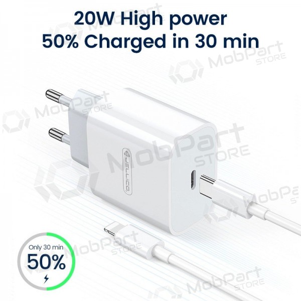 Charger Jellico AK180 20W USB-C + USB-C to Lightning cable 1.0m white