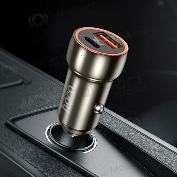 Charger automobilinis Hoco Z46A USB-A/Type-C PD20W+QC3.0 grey