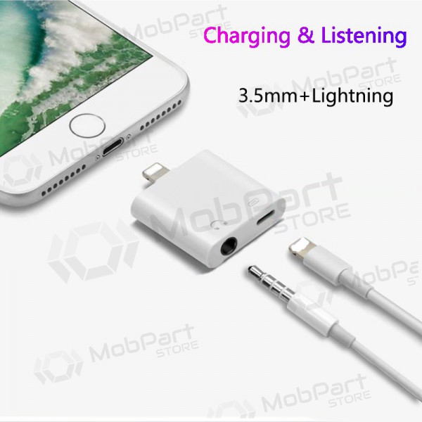 Adapter ADP15 iš Lightning į Lightning + 3,5mm (white)