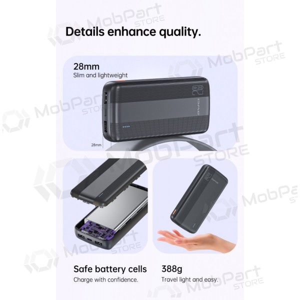 Portable charger / power bank Power Bank Awei P19K 5V/2.4A 20000mAh black
