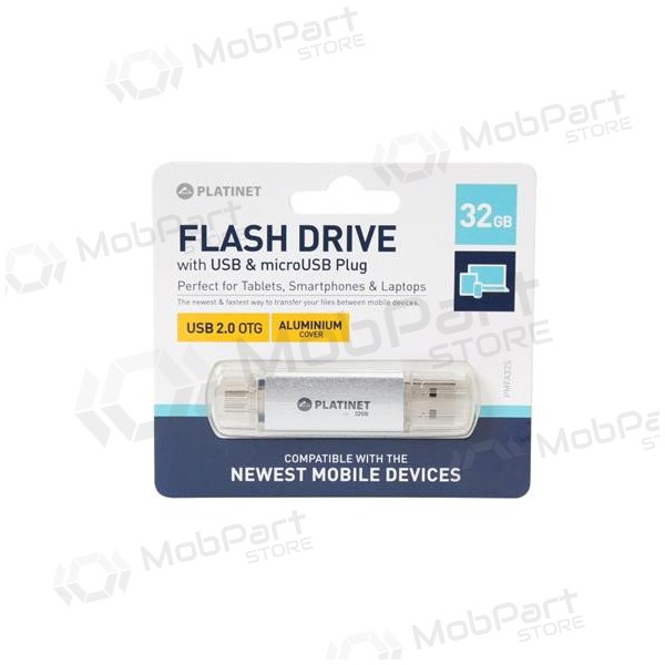 Flash / memory drive Platinet 32GB OTG USB 2.0 + microUSB (silver)