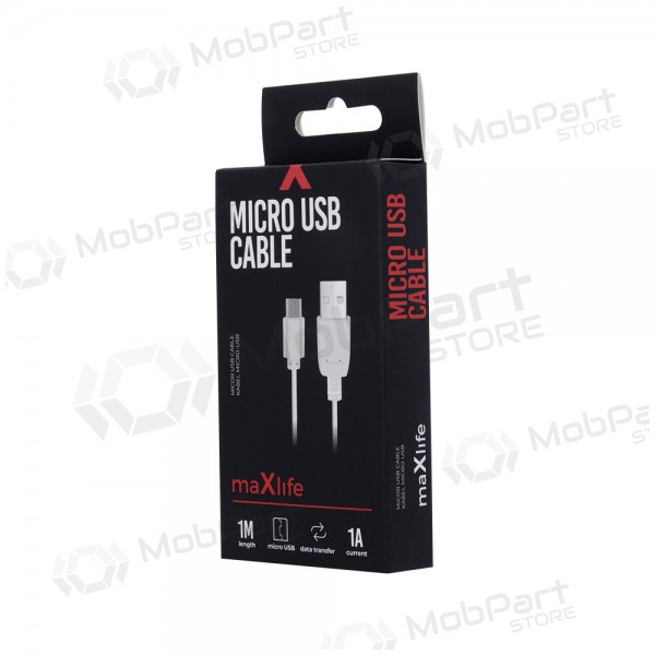 USB cable Maxlife microUSB (white) 1.0m