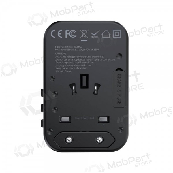 Universal kelioninis charger Choetech PD5009 65W 2xUSB-C/USB-A black