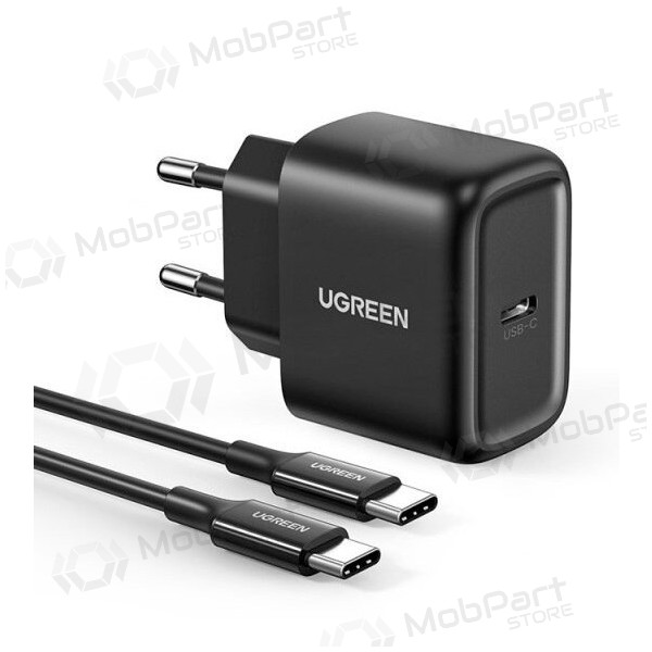 Charger buitinis Ugreen CD250 USB-C 25W + USB-C cable 2.0m black