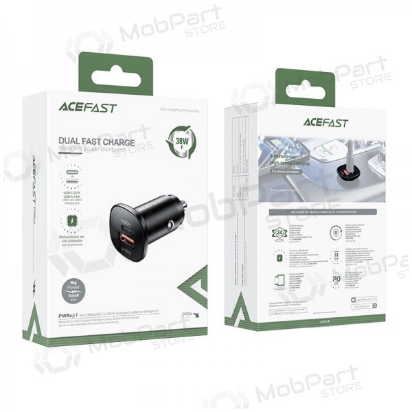 Charger automobilinis Acefast B1 Mini 38W USB-C+USB-A black