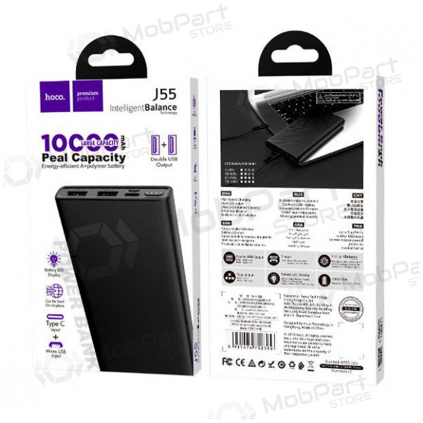 Portable charger / power bank Power Bank Hoco J55 10000mAh (black) Portable charger / power bank Power Bank Hoco J55 10000mAh (black)