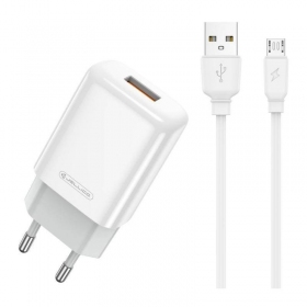 Charger buitinis Jellico EU01 2.4A USB + MicroUSB white