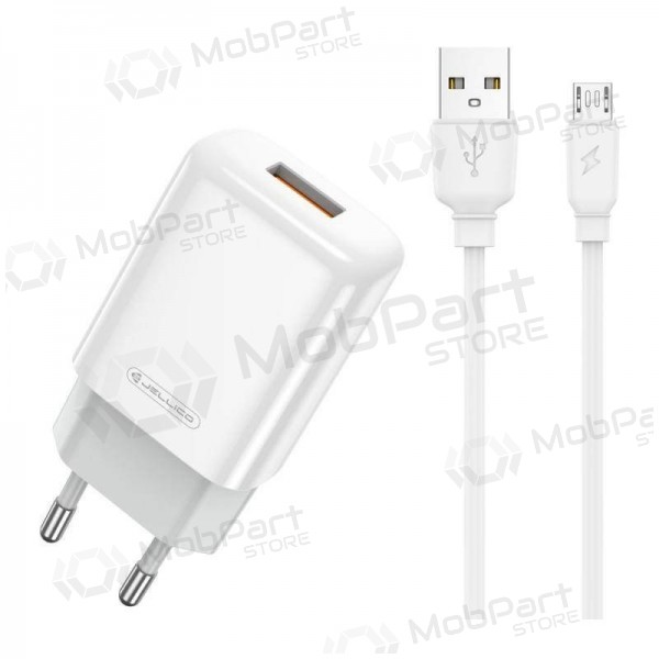 Charger buitinis Jellico EU01 2.4A USB + MicroUSB white
