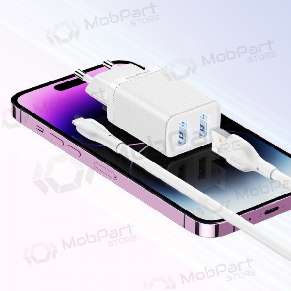 Charger Awei C15L-EU 2xUSB-A 10W + USB to Lightning cable white