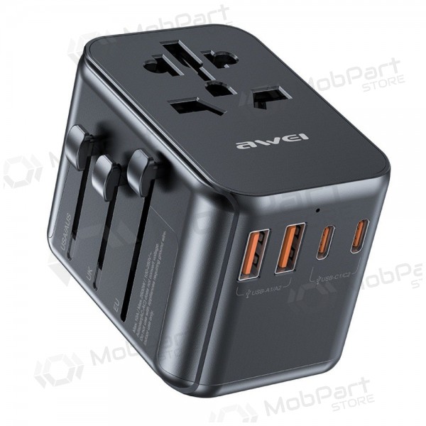 Universal kelioninis charger Awei C-39 GaN 35W 2xUSB-A/3xUSB-C black