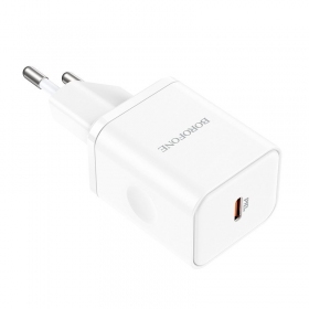 Charger buitinis Borofone BN6 Type-C PD+QC3.0 20W, white