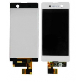 Sony E5603 Xperia M5 / E5606 / E5633 / E5653 / E5663 LCD screen kartu su liečiamu stikliuku (white) - Premium