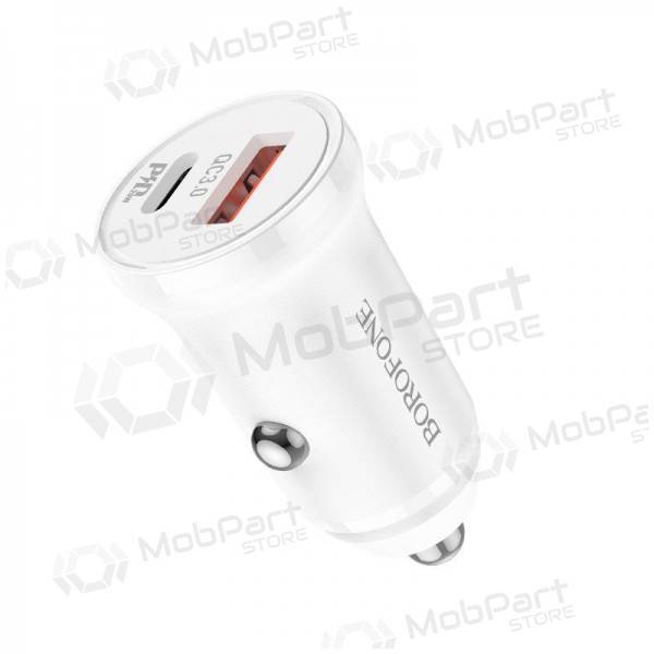 Charger automobilinis Borofone BZ18A USB-A/Type-C PD20W+QC3.0 (white)