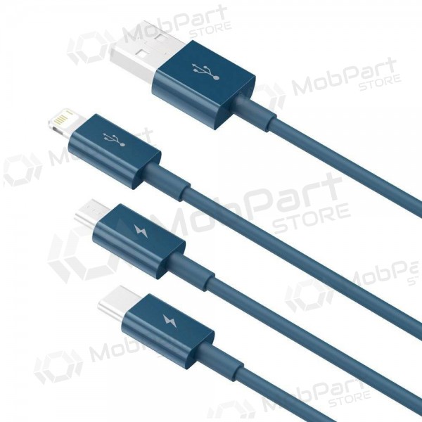 USB cable Baseus Superior USB - microUSB+Lightning+Type-C 100W 1.5m (blue) CAMLTYS-03