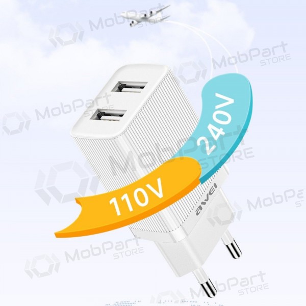 Charger Awei C15L-EU 2xUSB-A 10W + USB to Lightning cable white