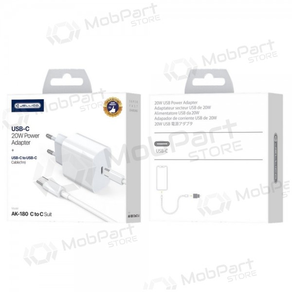 Charger Jellico AK180 20W USB-C + USB-C to Lightning cable 1.0m white