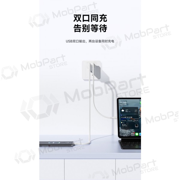 Charger Awei C15T-EU 2xUSB-A 10W + USB to USB-C cable white
