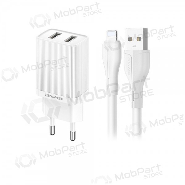 Charger Awei C15L-EU 2xUSB-A 10W + USB to Lightning cable white