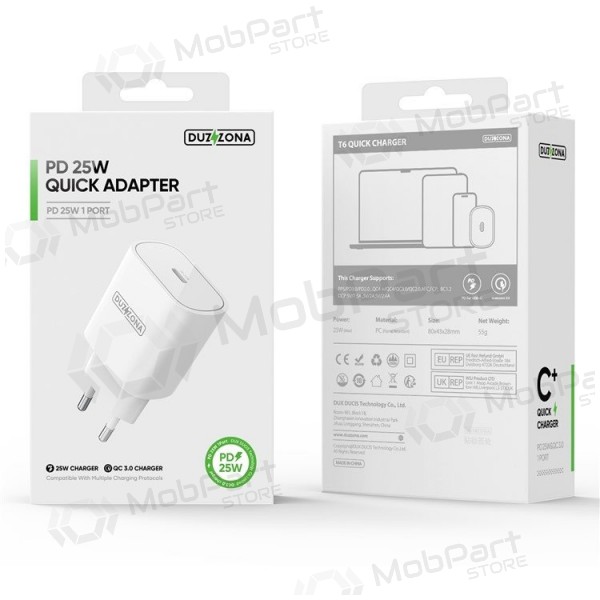 Charger buitinis DUZZONA T6 PD25W Type-C white