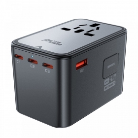 Universal kelioninis charger Acefast Z1 75W GaN 2xUSB-A/3xUSB-C black