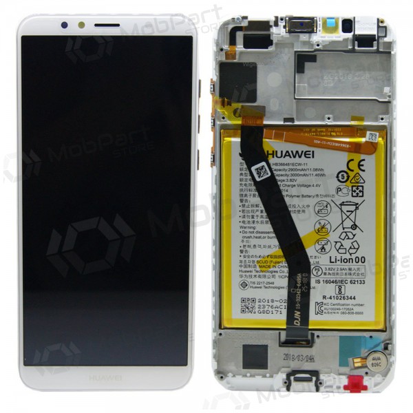 Huawei Y6 2018 / Y6 Prime 2018 screen (white) (with frame and battery) (service pack) (original)