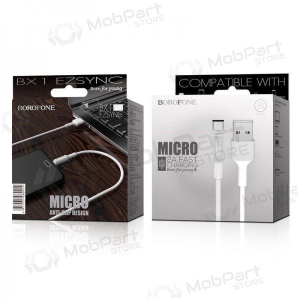 USB cable Borofone BX1 microUSB 1.0m (white)